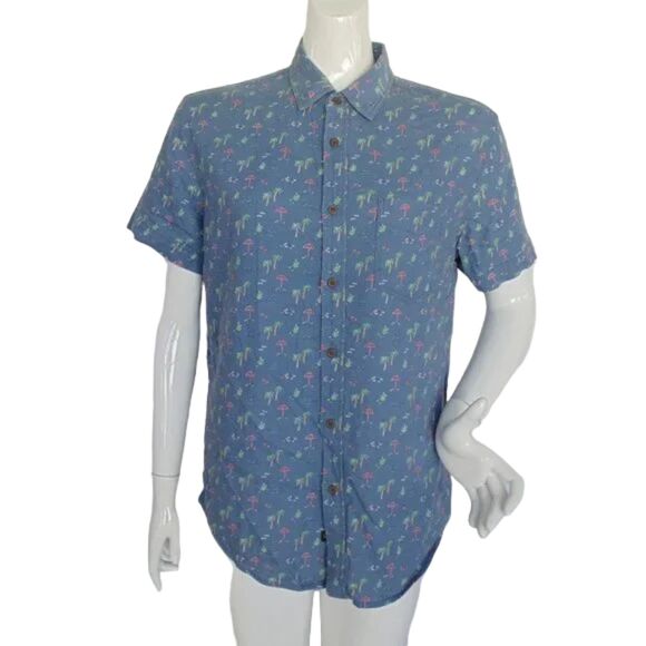 RAILS Shirt, M, Carson, Blue,  Palm Trees/Umbrellas, Buttons, Pocket - Picture 10 of 16
